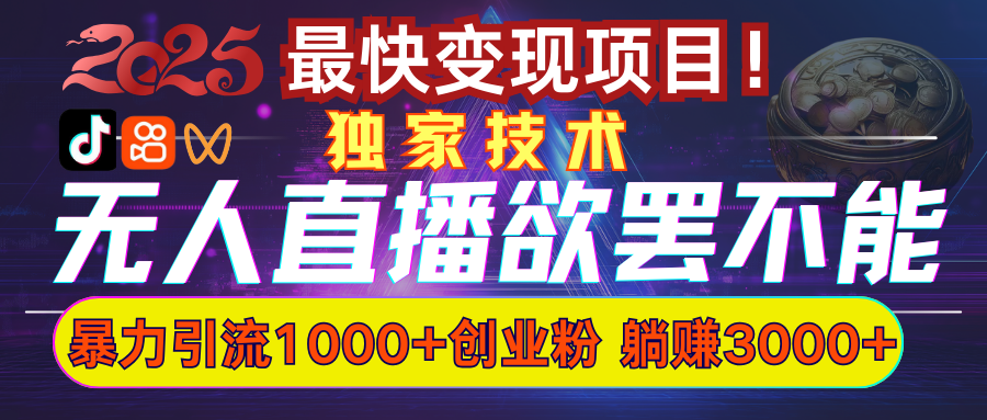 欲罢不能的无人直播引流，超暴力日引流1000+高质量精准创业粉网创吧-网创项目资源站-副业项目-创业项目-搞钱项目创业吧