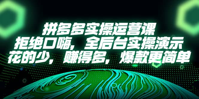 拼多多实操运营课：拒绝口嗨，全后台实操演示，花的少，赚得多，爆款更简单网创吧-网创项目资源站-副业项目-创业项目-搞钱项目创业吧