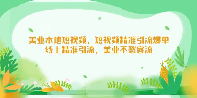美业本地短视频，短视频精准引流爆单，线上精准引流，美业不愁客流网创吧-网创项目资源站-副业项目-创业项目-搞钱项目创业吧