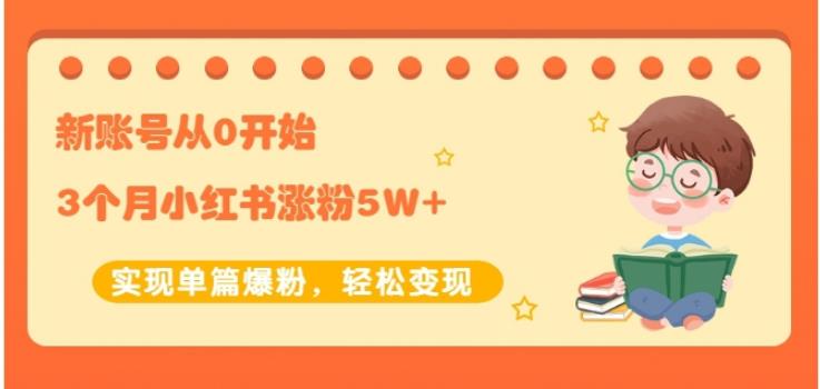 新账号从0开始3个月小红书涨粉5W+实现单篇爆粉，轻松变现（干货）网创吧-网创项目资源站-副业项目-创业项目-搞钱项目创业吧