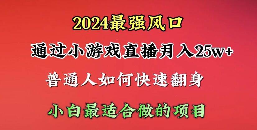 2024年最强风口，通过小游戏直播月入25w+单日收益5000+小白最适合做的项目网创吧-网创项目资源站-副业项目-创业项目-搞钱项目创业吧