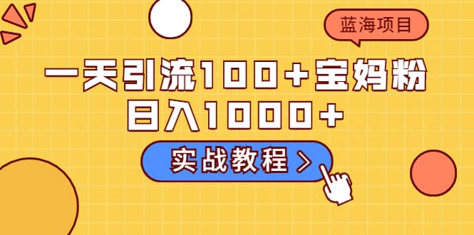 一天引流100+宝妈粉，日入1000+的蓝海项目（实战教程）网创吧-网创项目资源站-副业项目-创业项目-搞钱项目创业吧