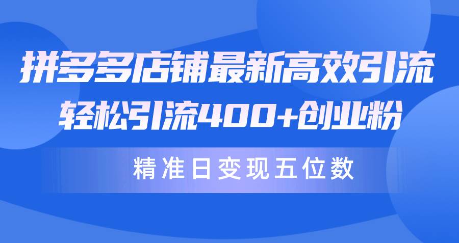 拼多多店铺最新高效引流术，轻松引流400+创业粉，精准日变现五位数！网创吧-网创项目资源站-副业项目-创业项目-搞钱项目创业吧