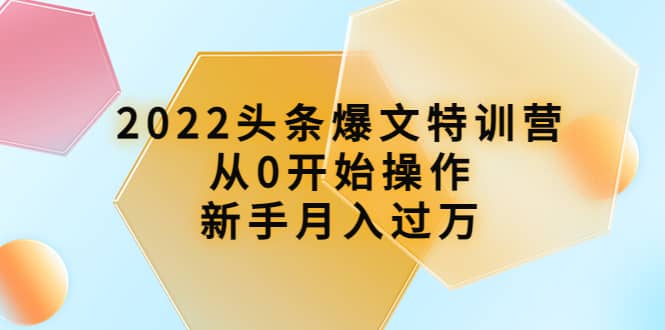 2022头条爆文特训营：从0开始操作，新手月入过万（16节课时）网创吧-网创项目资源站-副业项目-创业项目-搞钱项目创业吧