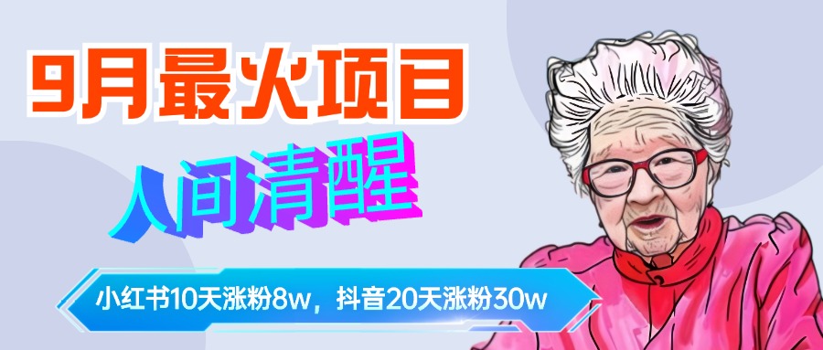 9月最火项目，人间清醒柒奶奶，10天小红薯涨粉8w+，单篇笔记报价1400.网创吧-网创项目资源站-副业项目-创业项目-搞钱项目创业吧