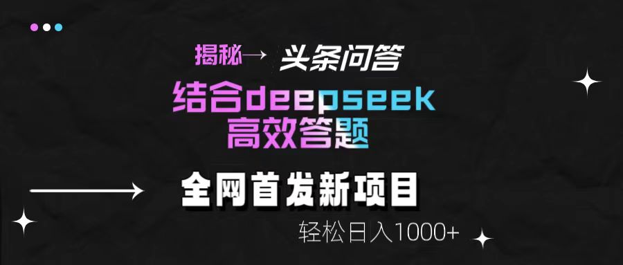 揭秘头条问答新玩法！结合deepseek高效答题，轻松日入1000+网创吧-网创项目资源站-副业项目-创业项目-搞钱项目创业吧