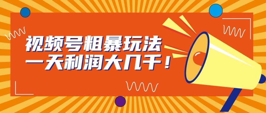 视频号粗暴玩法，一天利润大几千网创吧-网创项目资源站-副业项目-创业项目-搞钱项目创业吧