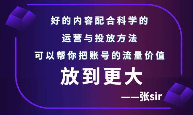 张sir账号流量增长课，告别海王流量，让你的流量更精准网创吧-网创项目资源站-副业项目-创业项目-搞钱项目创业吧