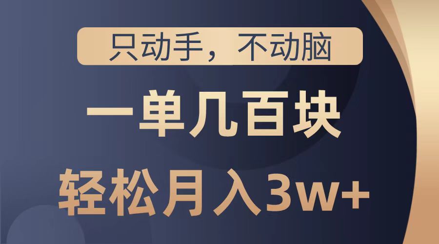 只动手不动脑，一单几百块，轻松月入2w+，看完就能直接操作，详细教程网创吧-网创项目资源站-副业项目-创业项目-搞钱项目创业吧