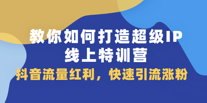 教你如何打造超级IP线上特训营，抖音流量红利新机遇网创吧-网创项目资源站-副业项目-创业项目-搞钱项目创业吧