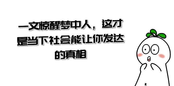 某公众号付费文章《一文 惊醒梦中人，这才是当下社会能让你发达的真相》网创吧-网创项目资源站-副业项目-创业项目-搞钱项目创业吧