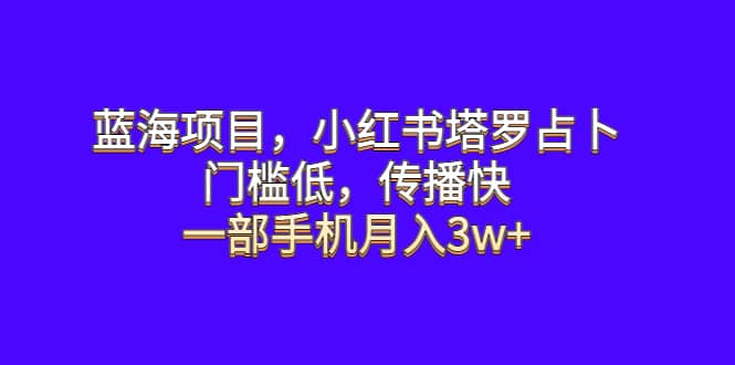蓝海项目，小红书塔罗占卜，门槛低，传播快，一部手机月入3w+网创吧-网创项目资源站-副业项目-创业项目-搞钱项目创业吧