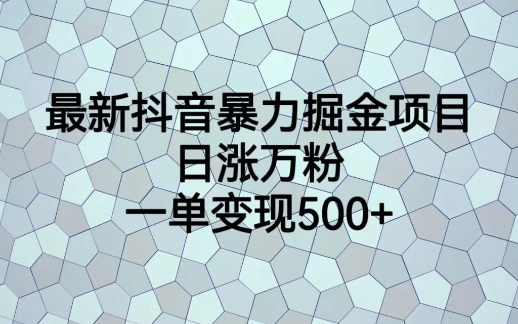 最火热的抖音暴力掘金项目，日涨万粉，多种变现方式，一单变现可达500+网创吧-网创项目资源站-副业项目-创业项目-搞钱项目创业吧