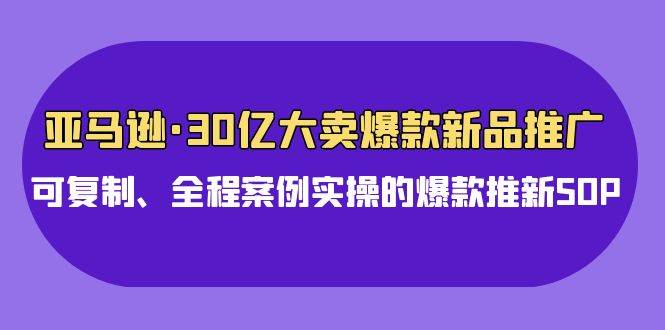 亚马逊30亿·大卖爆款新品推广，可复制、全程案例实操的爆款推新SOP网创吧-网创项目资源站-副业项目-创业项目-搞钱项目创业吧