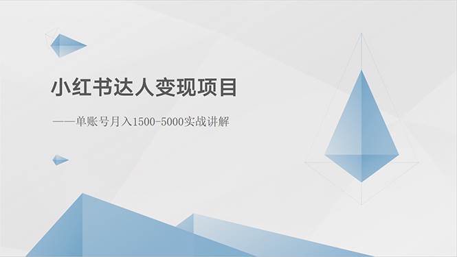 小红书达人变现项目：单账号月入1500-3000实战讲解网创吧-网创项目资源站-副业项目-创业项目-搞钱项目创业吧