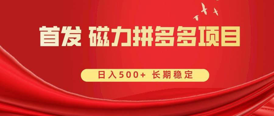 首发 磁力拼多多自撸  日入500+网创吧-网创项目资源站-副业项目-创业项目-搞钱项目创业吧
