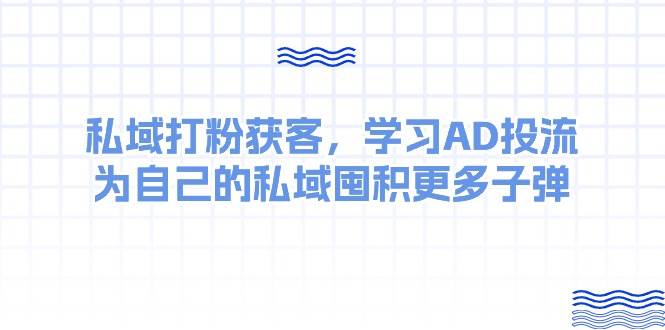 某收费课：私域打粉获客，学习AD投流，为自己的私域囤积更多子弹网创吧-网创项目资源站-副业项目-创业项目-搞钱项目创业吧