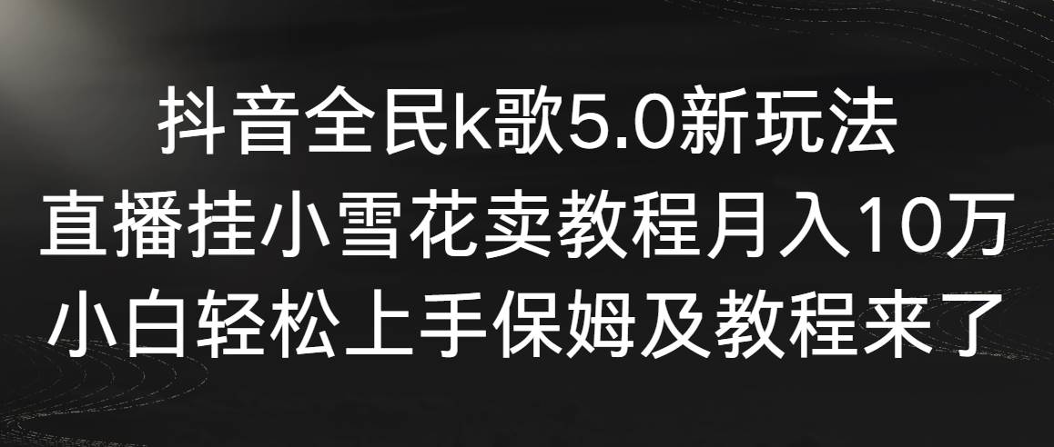 抖音全民k歌5.0新玩法，直播挂小雪花卖教程月入10万，小白轻松上手，保…网创吧-网创项目资源站-副业项目-创业项目-搞钱项目创业吧