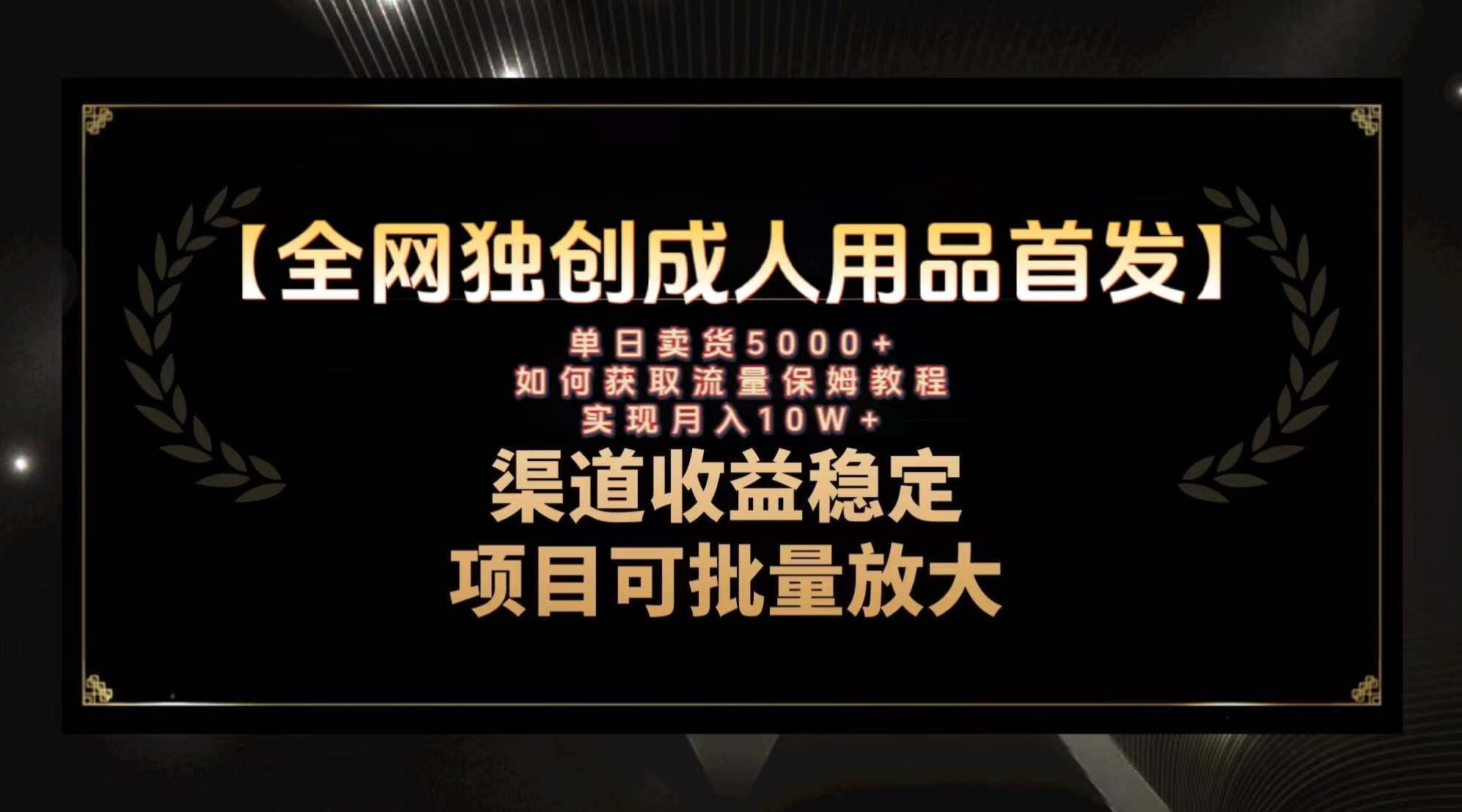 最新全网独创首发，成人用品赛道引流获客，月入10w保姆级教程网创吧-网创项目资源站-副业项目-创业项目-搞钱项目创业吧