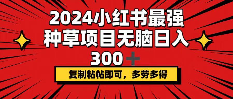 2024小红书最强种草项目，无脑日入300+，复制粘帖即可，多劳多得网创吧-网创项目资源站-副业项目-创业项目-搞钱项目创业吧