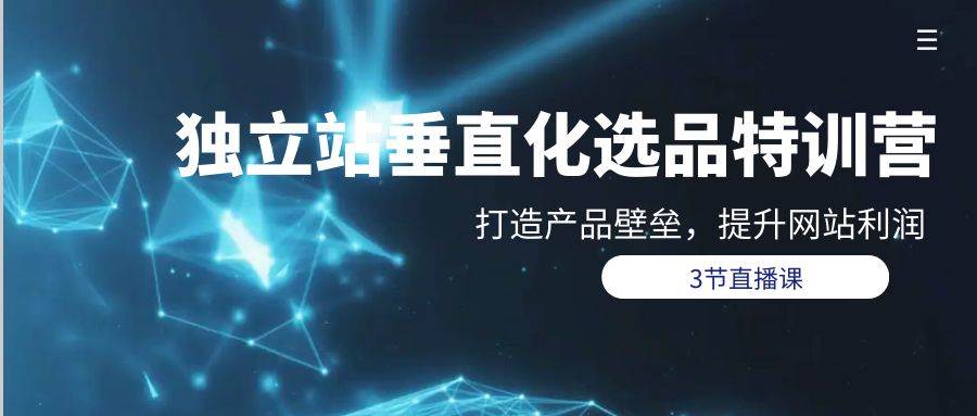 独立站-垂直化选品训练营，打造产品壁垒，提升网站利润（3节直播课）网创吧-网创项目资源站-副业项目-创业项目-搞钱项目创业吧