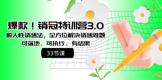 爆款！销冠特训营3.0之顺人性销售法，全方位解决销售难题、可落地、可执行、有结果网创吧-网创项目资源站-副业项目-创业项目-搞钱项目创业吧