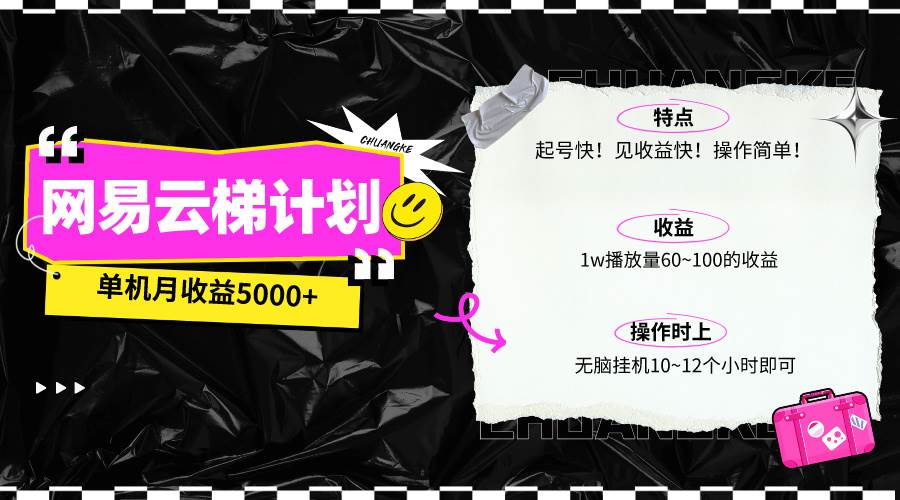 最新网易云梯计划网页版，单机月收益5000+！可放大操作网创吧-网创项目资源站-副业项目-创业项目-搞钱项目创业吧