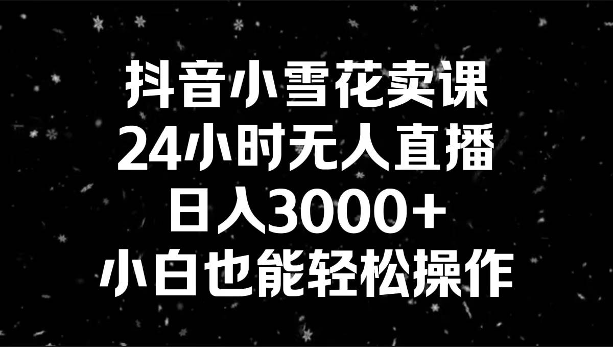 抖音小雪花卖课，24小时无人直播，日入3000+，小白也能轻松操作网创吧-网创项目资源站-副业项目-创业项目-搞钱项目创业吧