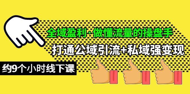 全域盈利·做懂流量的操盘手，打通公域引流+私域强变现，约9个小时线下课网创吧-网创项目资源站-副业项目-创业项目-搞钱项目创业吧