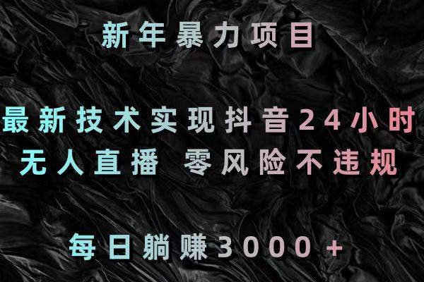 新年暴力项目，最新技术实现抖音24小时无人直播 零风险不违规 每日躺赚3000网创吧-网创项目资源站-副业项目-创业项目-搞钱项目创业吧