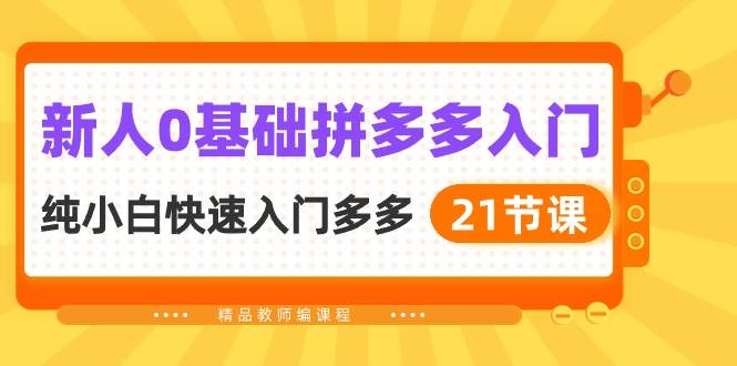 新人0基础拼多多入门，纯小白快速入门多多（21节课）网创吧-网创项目资源站-副业项目-创业项目-搞钱项目创业吧