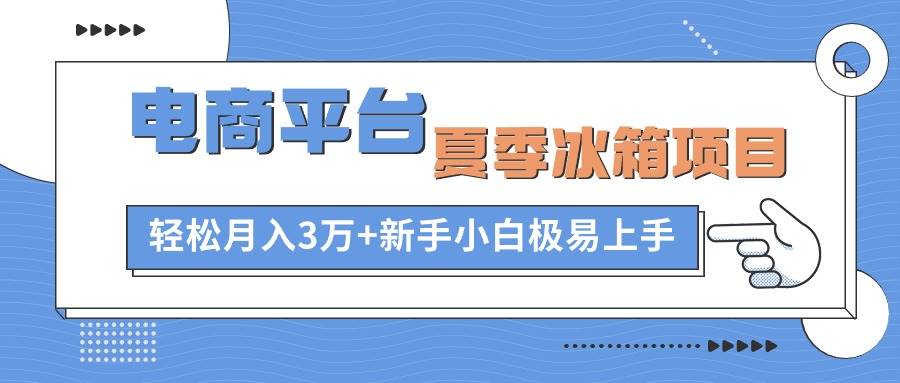 电商平台夏季冰箱项目，轻松月入3万+，新手小白极易上手网创吧-网创项目资源站-副业项目-创业项目-搞钱项目创业吧