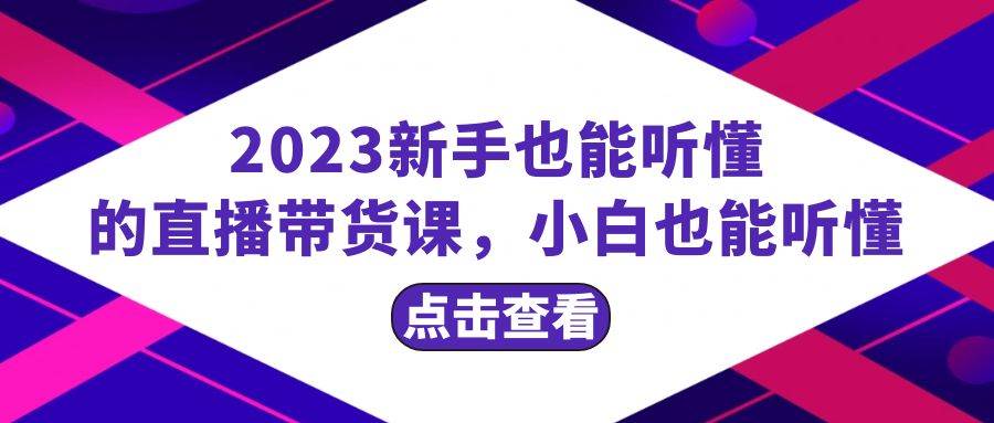 2023新手也能听懂的直播带货课，小白也能听懂，20节完整网创吧-网创项目资源站-副业项目-创业项目-搞钱项目创业吧