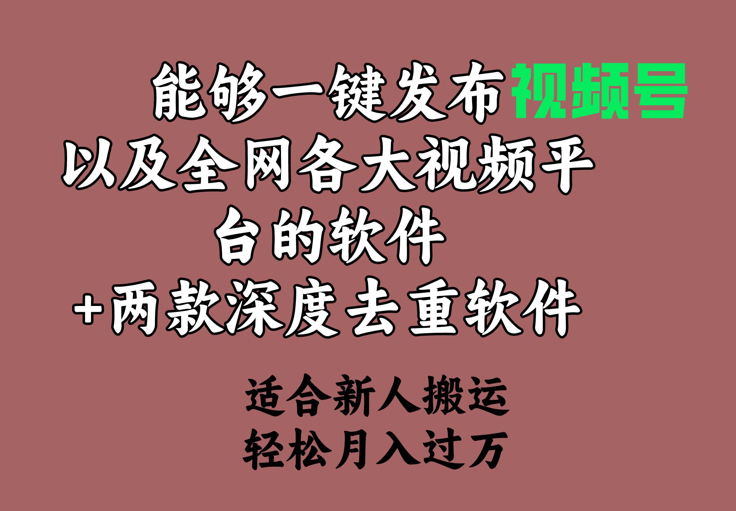 能够一键发布视频号以及全网各大视频平台的软件+两款深度去重软件 适合…网创吧-网创项目资源站-副业项目-创业项目-搞钱项目创业吧