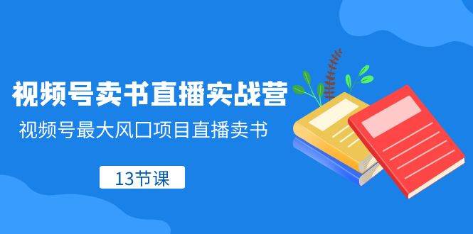 视频号-卖书直播实战营，视频号最大风囗项目直播卖书（13节课）网创吧-网创项目资源站-副业项目-创业项目-搞钱项目创业吧