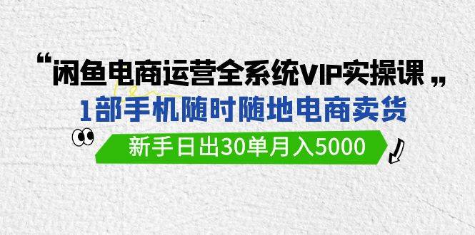 闲鱼电商运营全系统VIP实战课，1部手机随时随地卖货，新手日出30单月入5000网创吧-网创项目资源站-副业项目-创业项目-搞钱项目创业吧