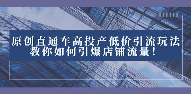 2023直通车高投产低价引流玩法，教你如何引爆店铺流量！网创吧-网创项目资源站-副业项目-创业项目-搞钱项目创业吧