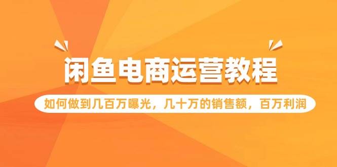 闲鱼电商运营教程：如何做到几百万曝光，几十万的销售额，百万利润网创吧-网创项目资源站-副业项目-创业项目-搞钱项目创业吧