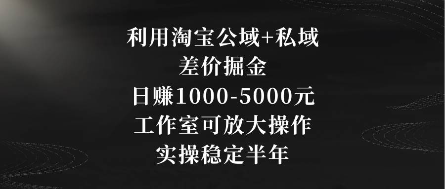 利用淘宝公域+私域差价掘金，日赚1000-5000元，工作室可放大操作，实操…网创吧-网创项目资源站-副业项目-创业项目-搞钱项目创业吧