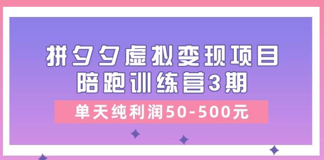 某收费培训《拼夕夕虚拟变现项目陪跑训练营3期》单天纯利润50-500元网创吧-网创项目资源站-副业项目-创业项目-搞钱项目创业吧