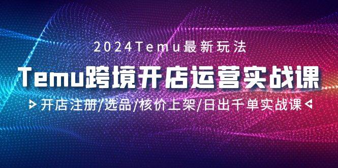 2024Temu跨境开店运营实战课，开店注册/选品/核价上架/日出千单实战课网创吧-网创项目资源站-副业项目-创业项目-搞钱项目创业吧