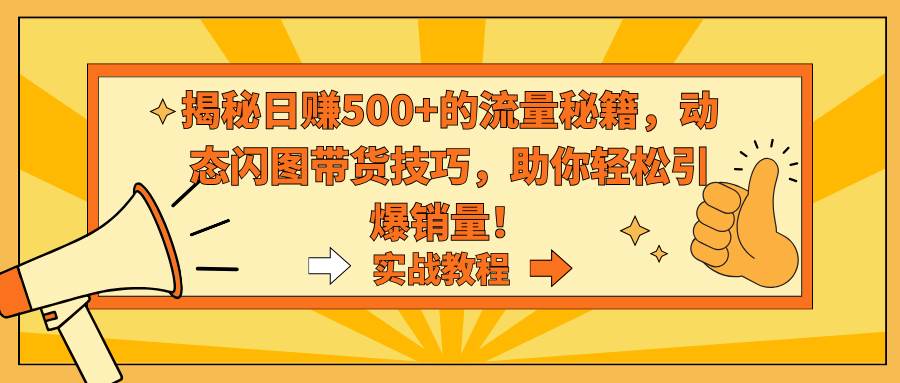 揭秘日赚500+的流量秘籍，动态闪图带货技巧，助你轻松引爆销量！网创吧-网创项目资源站-副业项目-创业项目-搞钱项目创业吧
