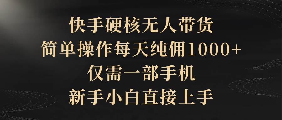 快手硬核无人带货，简单操作每天纯佣1000+,仅需一部手机，新手小白直接上手网创吧-网创项目资源站-副业项目-创业项目-搞钱项目创业吧