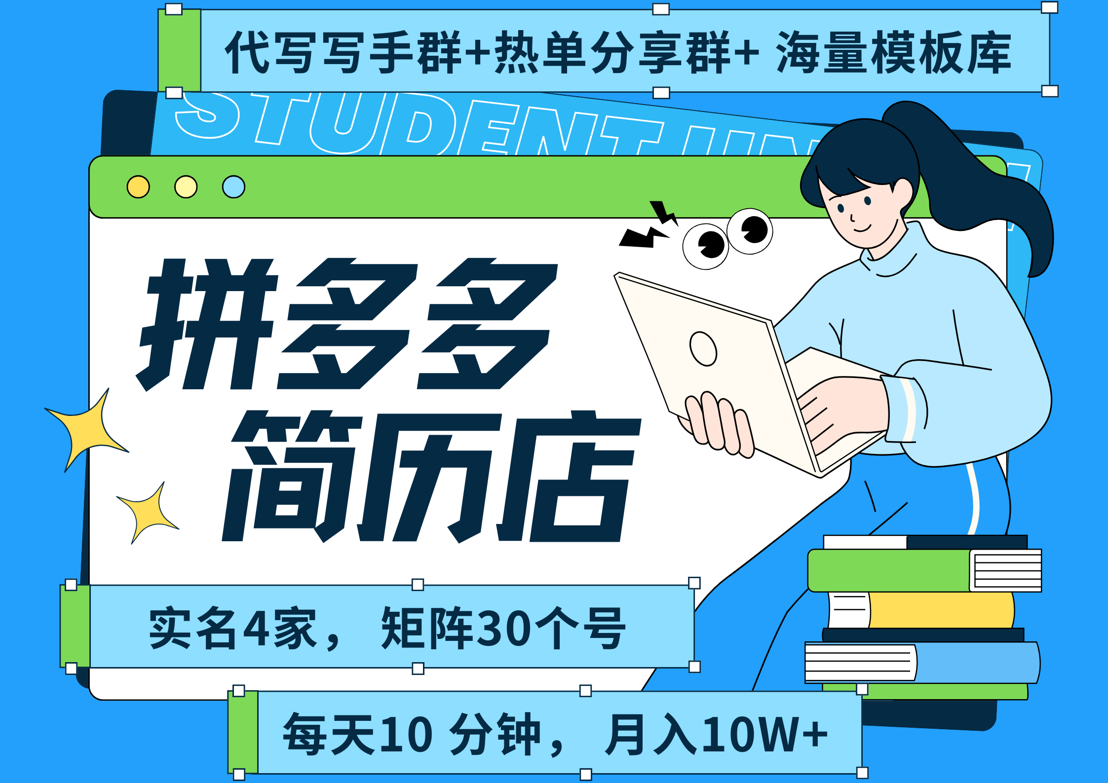 拼多多 虚拟资料 简历 海报代写 全SOP流程 毫无保留分享（含后端资料以及代写渠道）每天十分钟 每人实名四个店  矩阵30个账号  轻轻松松 月入10W网创吧-网创项目资源站-副业项目-创业项目-搞钱项目创业吧