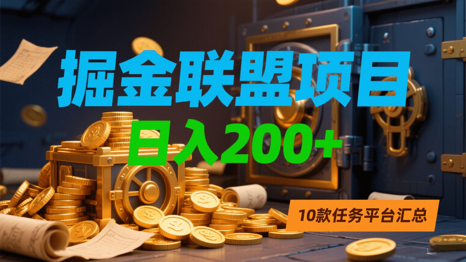 掘金联盟项目，日入200+，10款任务平台汇总网创吧-网创项目资源站-副业项目-创业项目-搞钱项目创业吧
