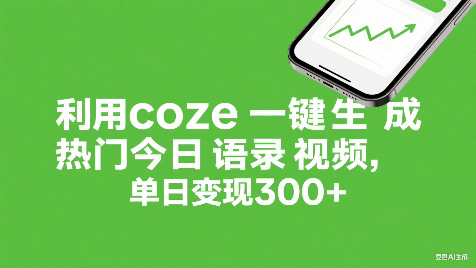 利用coze一键生成热门今日语录视频，单日变现300+网创吧-网创项目资源站-副业项目-创业项目-搞钱项目创业吧