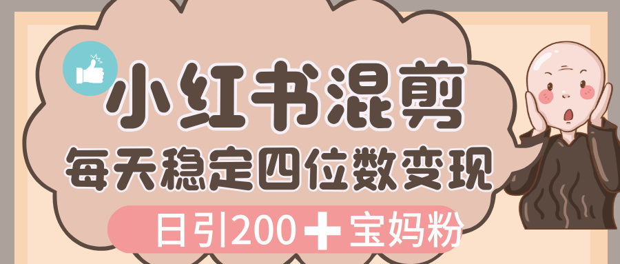价值 3980 的小红书混剪， 虚拟变现，日引 200+宝妈创业粉，每天稳定四位数变现网创吧-网创项目资源站-副业项目-创业项目-搞钱项目创业吧