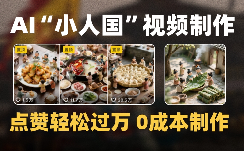 爆款1000W+微缩景观迷你小人国AI视频，0成本制作全流程教学网创吧-网创项目资源站-副业项目-创业项目-搞钱项目创业吧