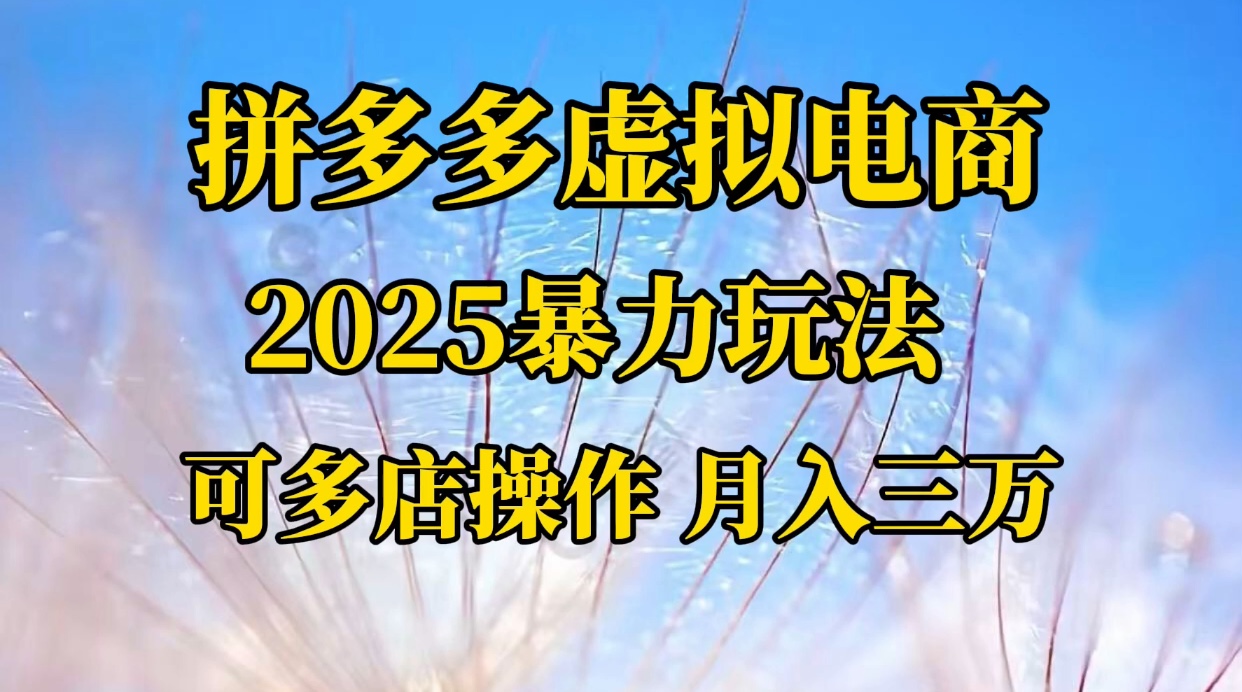 拼多多虚拟电商，不囤货不垫资的虚拟电商网创吧-网创项目资源站-副业项目-创业项目-搞钱项目创业吧