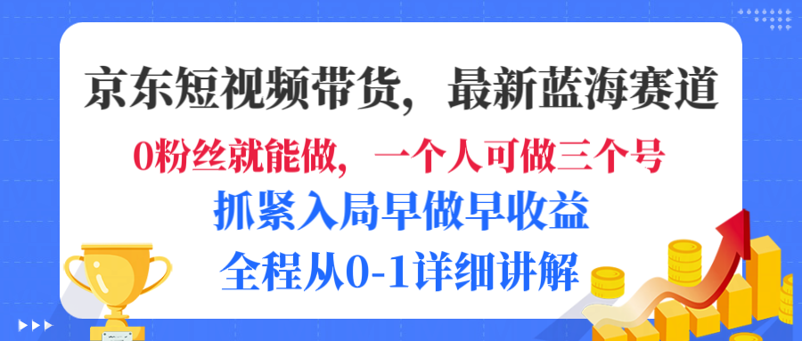 京东短视频带货，最新蓝海赛道，发视频长尾流量，未来几年躺赚被动收益，全程从0-1详细讲解网创吧-网创项目资源站-副业项目-创业项目-搞钱项目创业吧